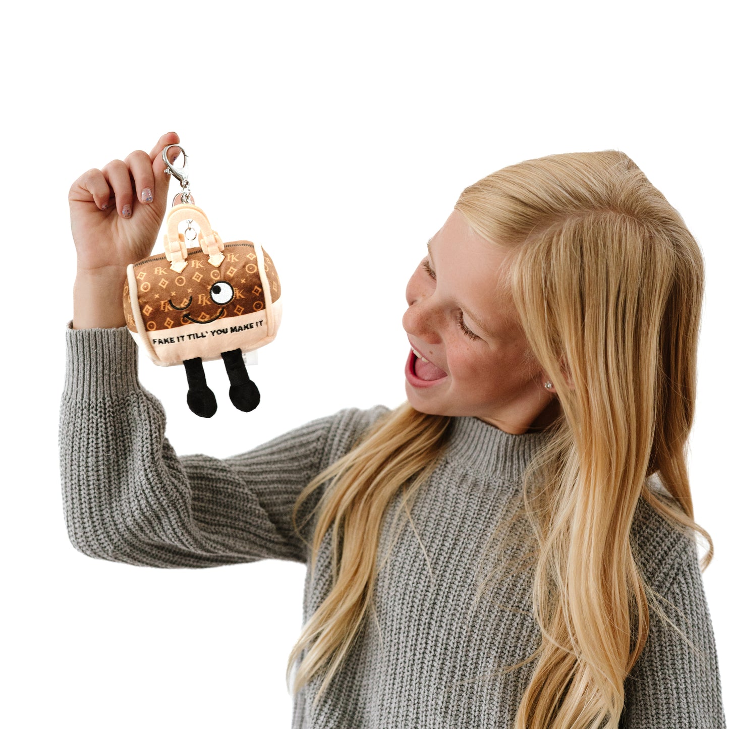 "Fake It Til You Make it" Purse Plush Bag Charm