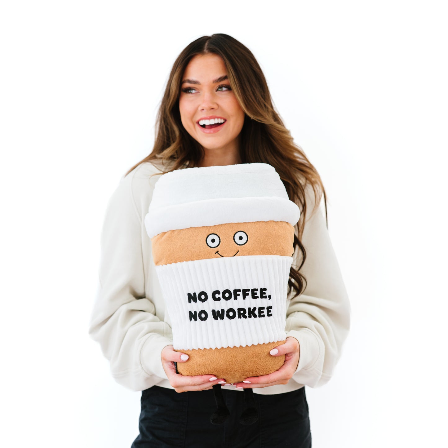 "No Coffee, No Workee" Coffee Plush Pillow