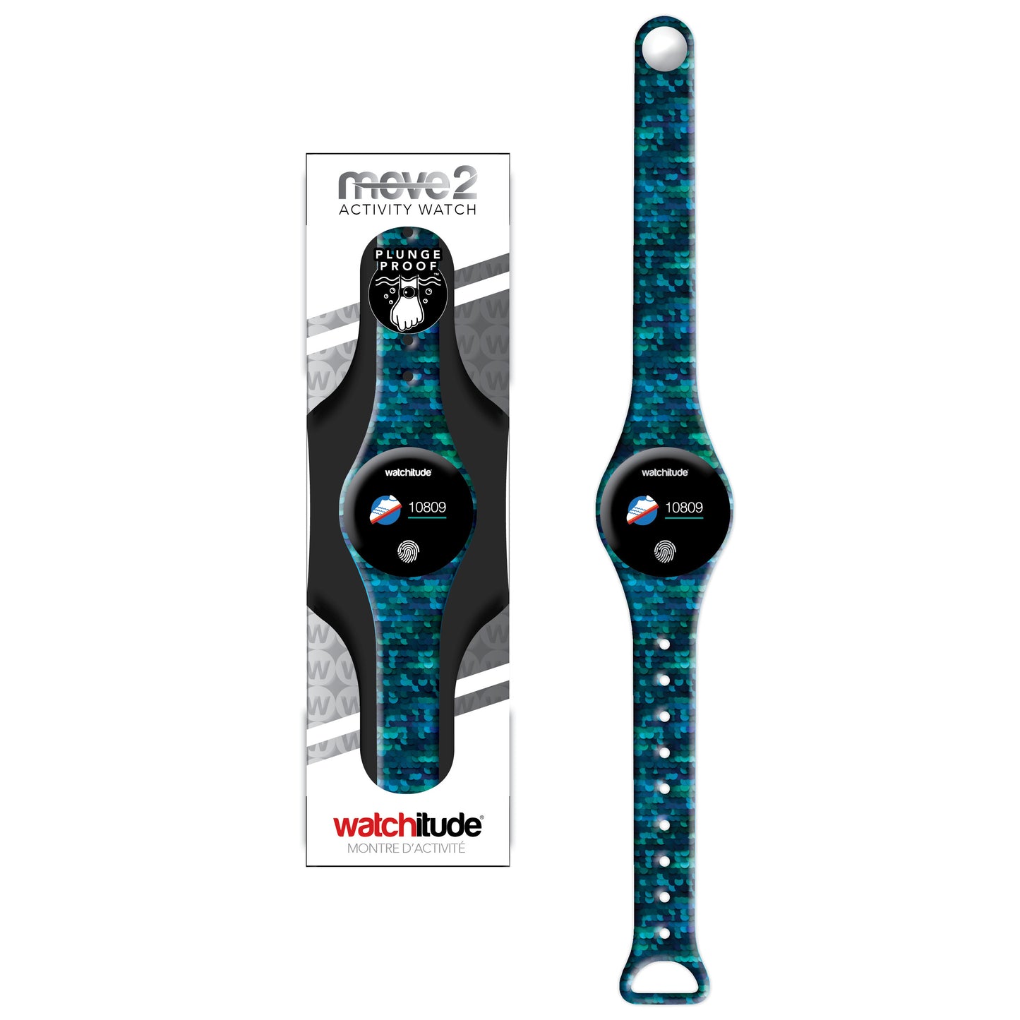 Blue Sequins - Watchitude Move 2 Kids Activity Plunge Proof Watch