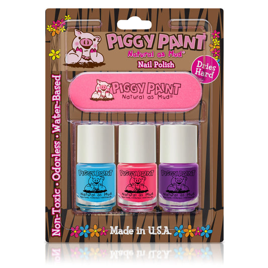 Piggy Paint Nail Polish 3 Pack & file - Super Toy