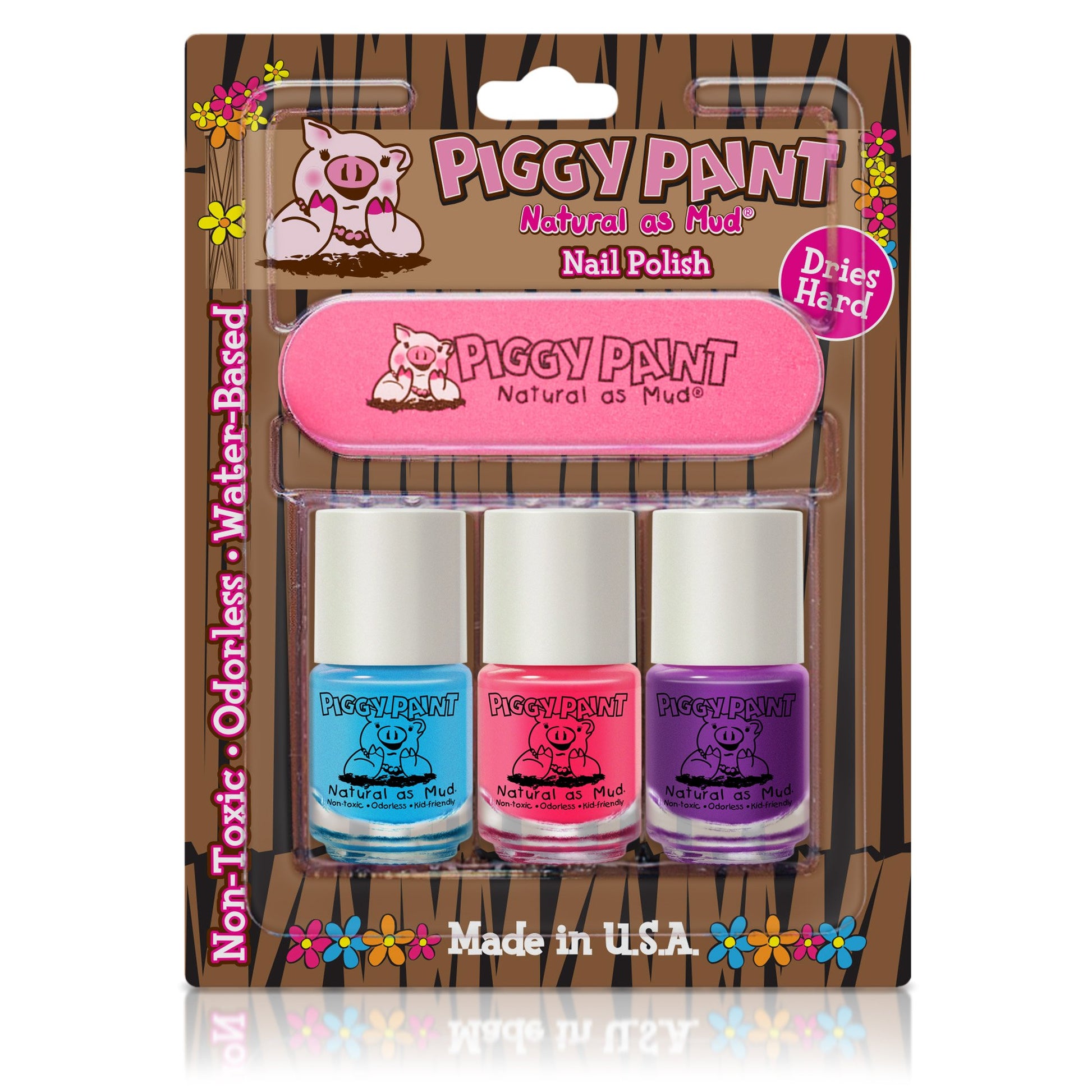 Piggy Paint Nail Polish 3 Pack & file - Super Toy