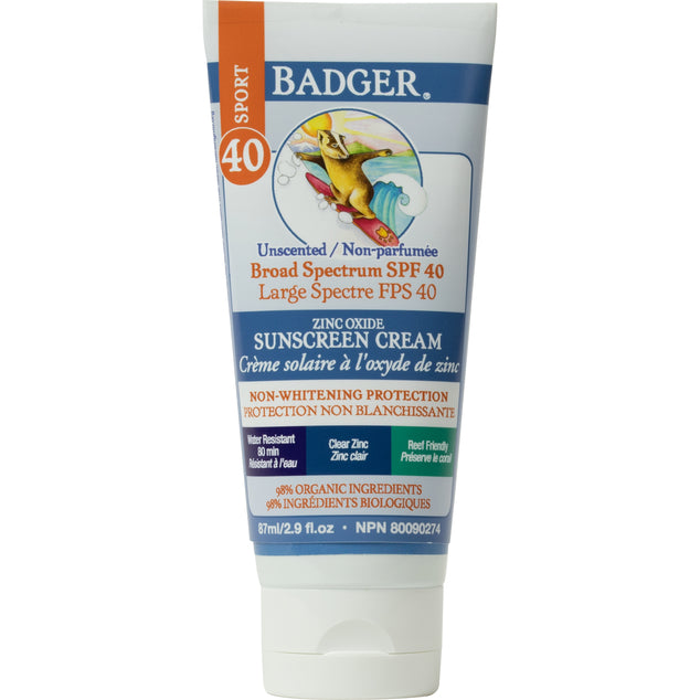 SPF 40 Clear Zinc Sport Sunscreen Cream - Unscented